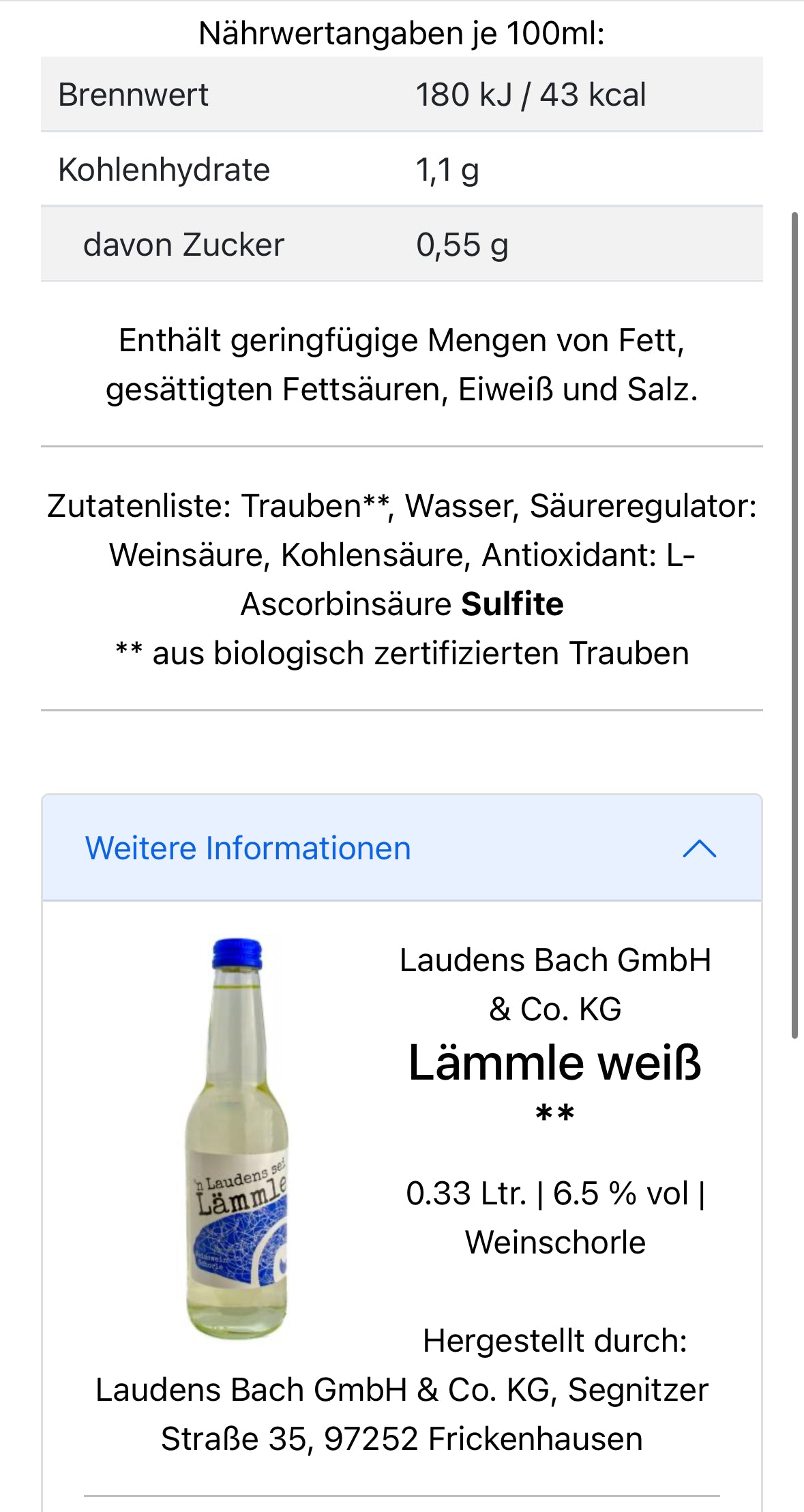 Lämmle Weinschorle Bio **